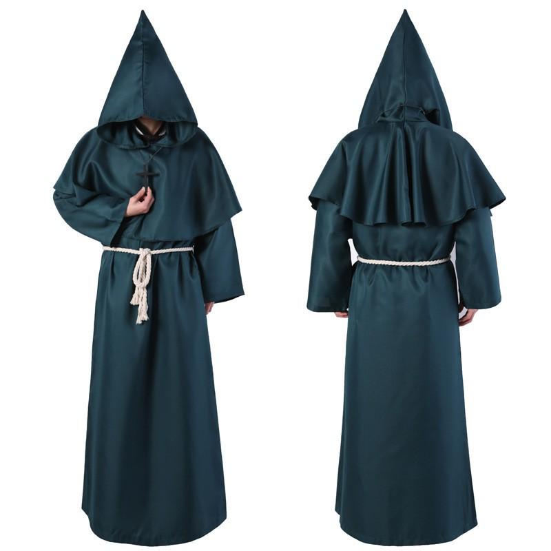 Halloween Monk Robe Wizard Priest Costume - Medieval Death Reaper Cosplay Outfit