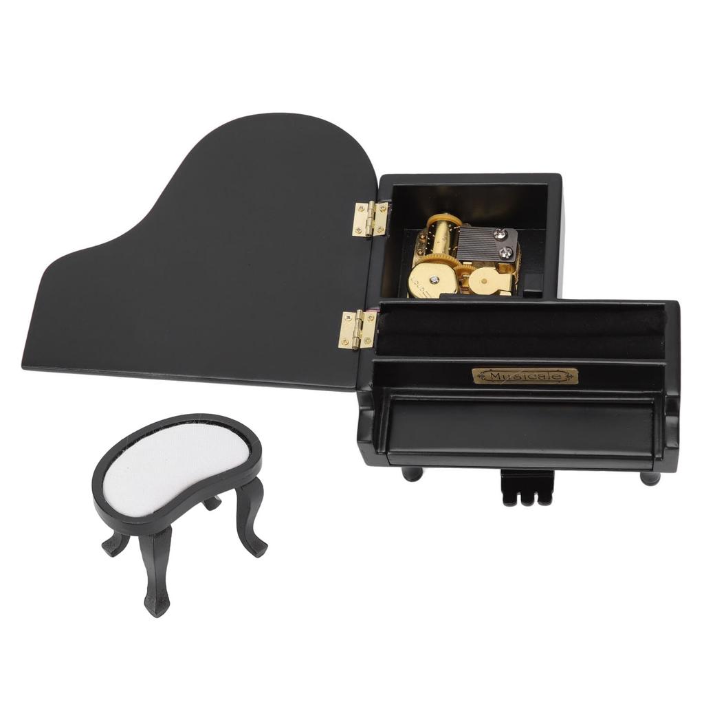 Dollhouse Piano 1:12 Scale Music Box Easy Operation Durable Miniature Piano with Bench for DIY
