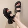 Platform sandals women's 2025 summer new muffin open-toed Velcro Roman sandals casual contrasting beach women's shoes