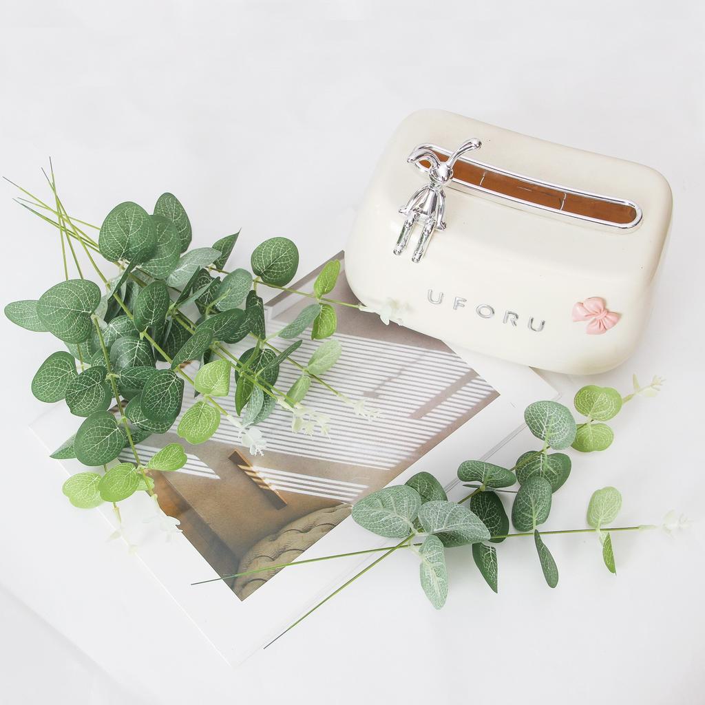 30pcs Artificial Eucalyptus Stems with White Flowers, Faux Green Eucalyptus Leaves for Home & Wedding Decor