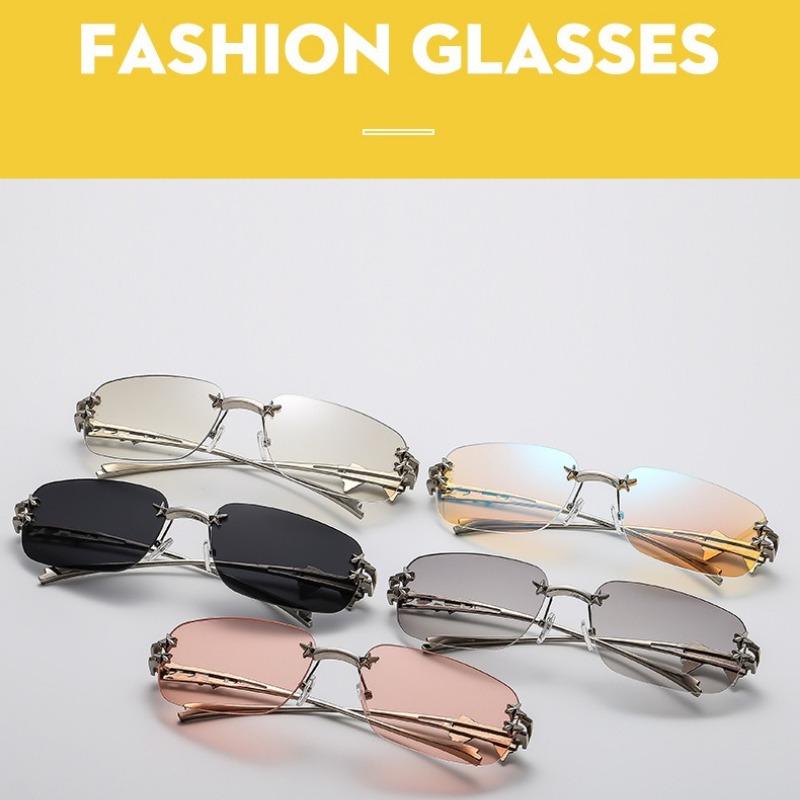 Trendy Rimless Square Metal Women Sunglasses Luxury Brand Designer Punk Sunglasses Men Outdoor Travel Eyewear Female Uv400