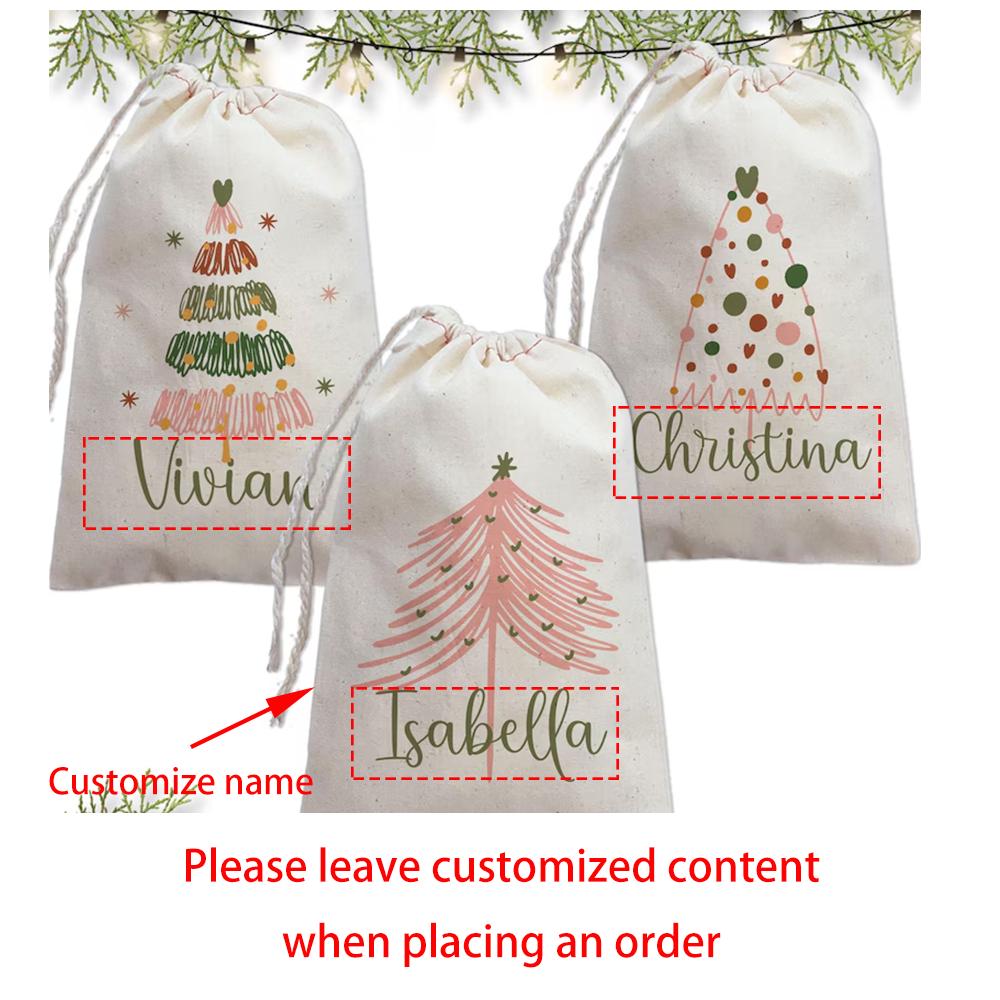 

Personalized 3Pcs Boho Christmas Bag with Name Holiday Favor Canvas Bags Xmas Hangover Kit Bachelorette Party Favor Gift Sack 3pcs 13X18cm