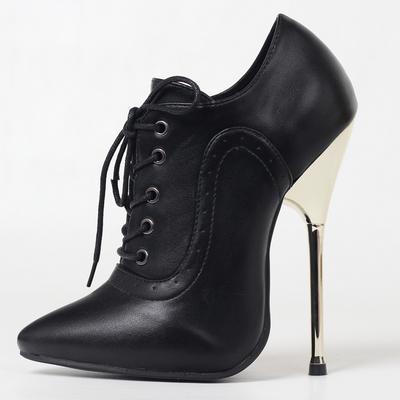 Fashion FHC 14cm Women Naked Boots,Pointed Toe Ankle Botas,Patent Leather,Metal Stiletto Heel,Man Erotic Sexy Bed Cosplay Shoes,BLACK