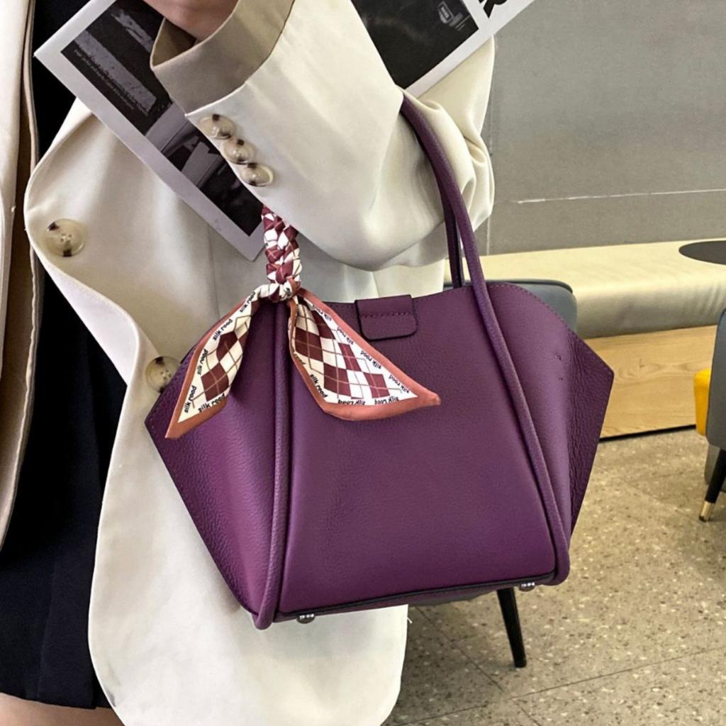 Cowhide Shoulder Women's Bag Large Capacity Women's Fashion Simple Tote Bag Practical Commuter Bag Mother and Child Bag