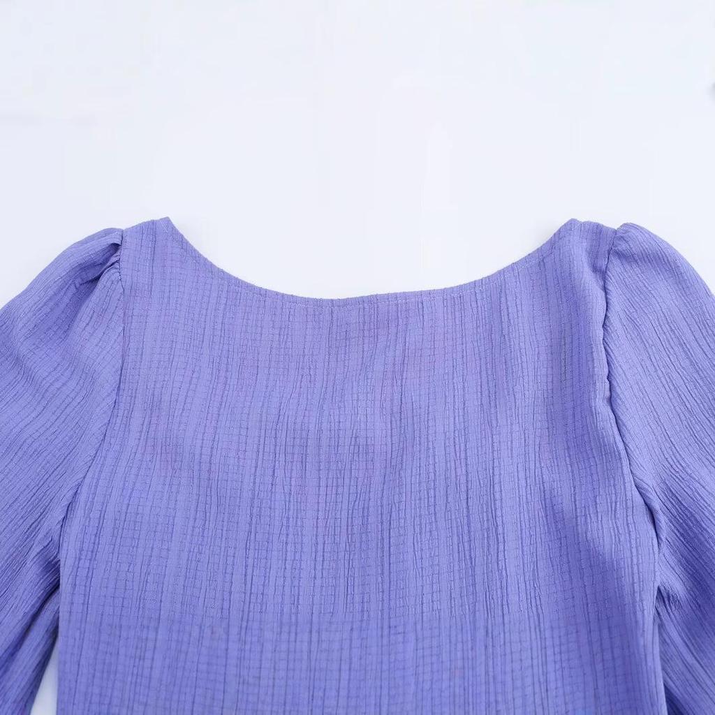 Rochie casual texturată cu mâneci lungi pentru femei, stil european și american, de primăvară 2025