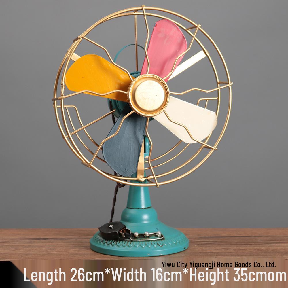Vintage Distressed Electric Fan Iron Art - Creative Home Decoration & Photography Prop