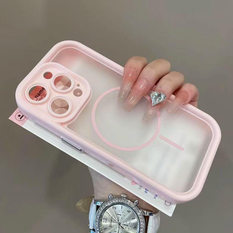 Luxury Matte For Magsafe Transparent Phone Case For 17 16 Plus 15 14 13 12 Pro Max Air Magnetic Lens Protective Cover