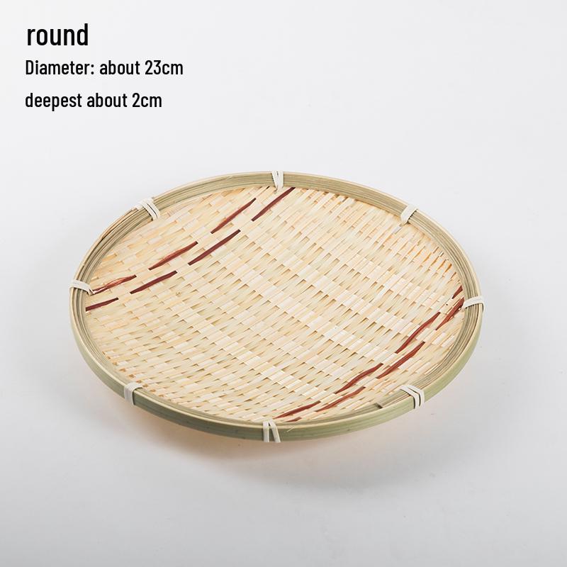 Handmade Bamboo Weaving Sieve Basket Storage and Snack Plate Set