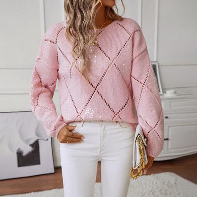 Toamnă Iarnă Vintage Top cu mânecă lungă largi Pulover Coloe Solid Tricoturi Pulover cu gâtul O