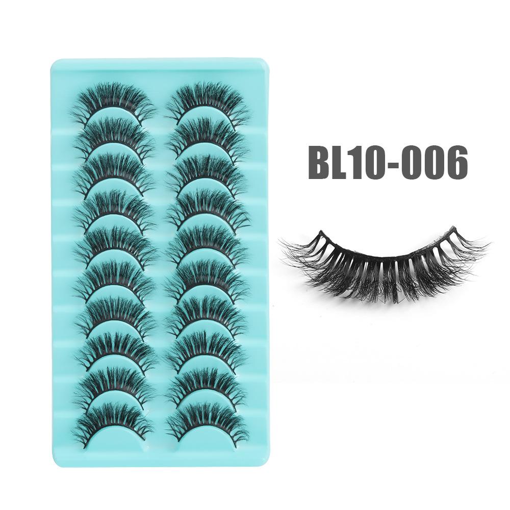 10 Pairs Of Chemical Fiber Eyelashes False Eyelashes Dense Simulation Cross Curl Short Eyelashes