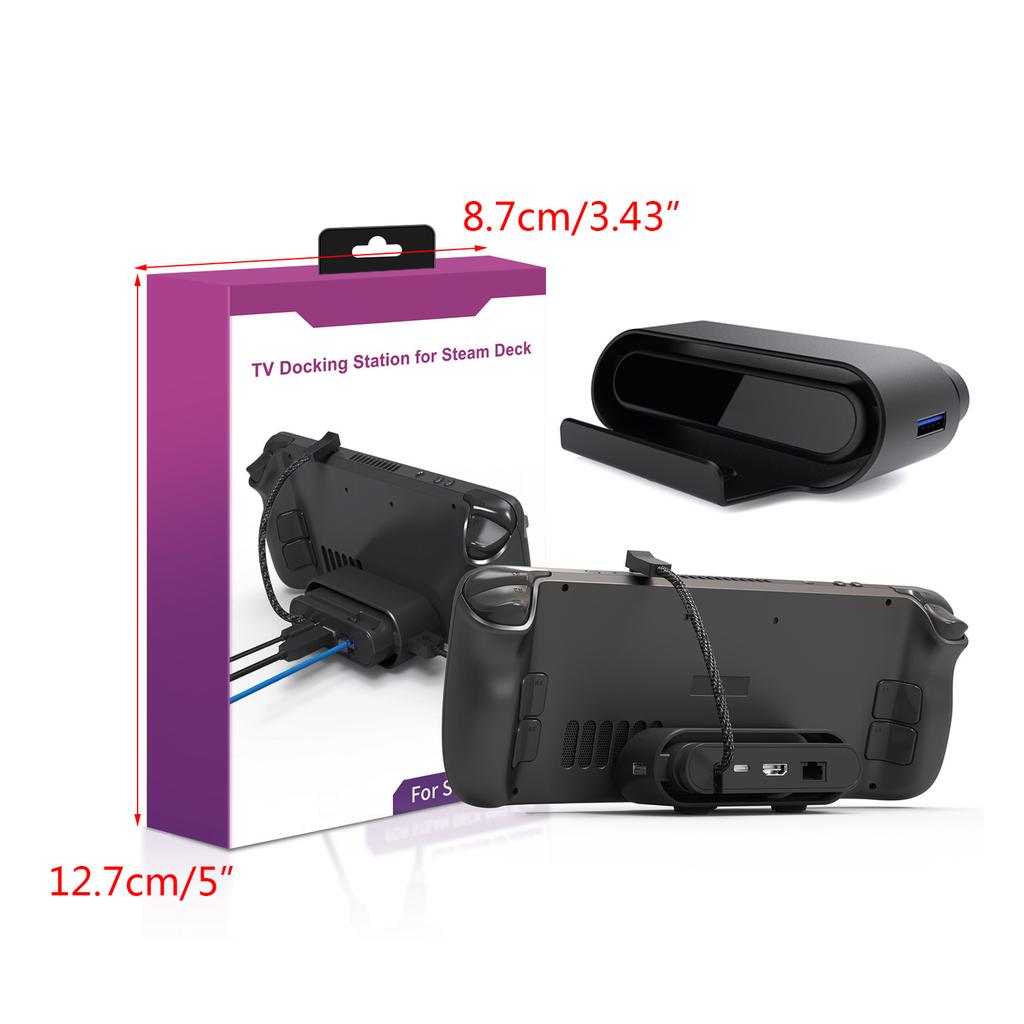 Game Console Docking Station for Steam-Deck TV Base HDMI-compatible 4K 60HZ Type-C Dual USB3.0 RJ45 Ethernet Hub Stand