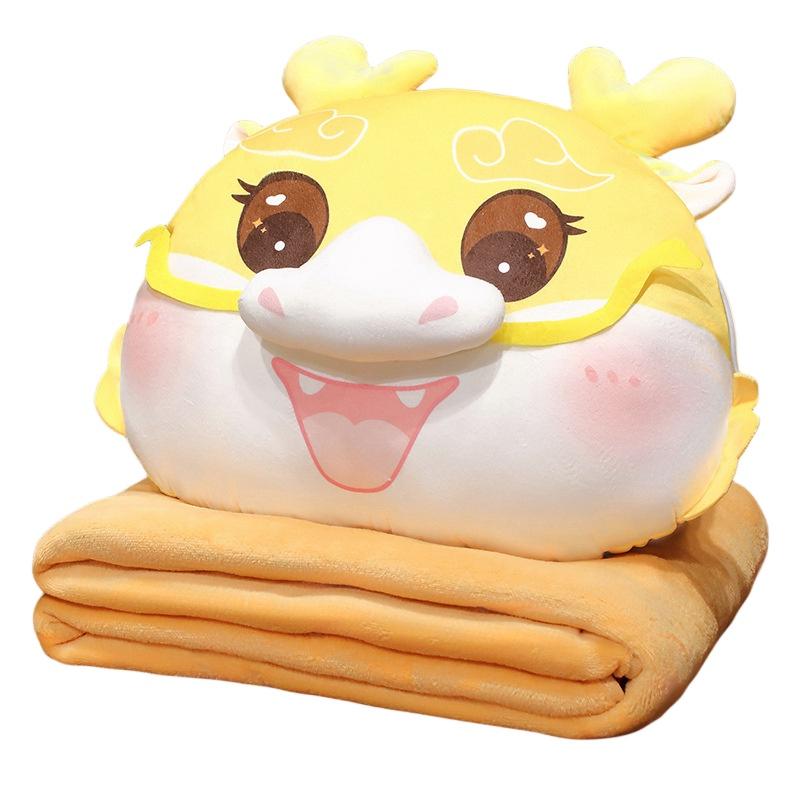 Adorable Dragon Year Cartoon Plush Pillow Blanket Three Uses In One!