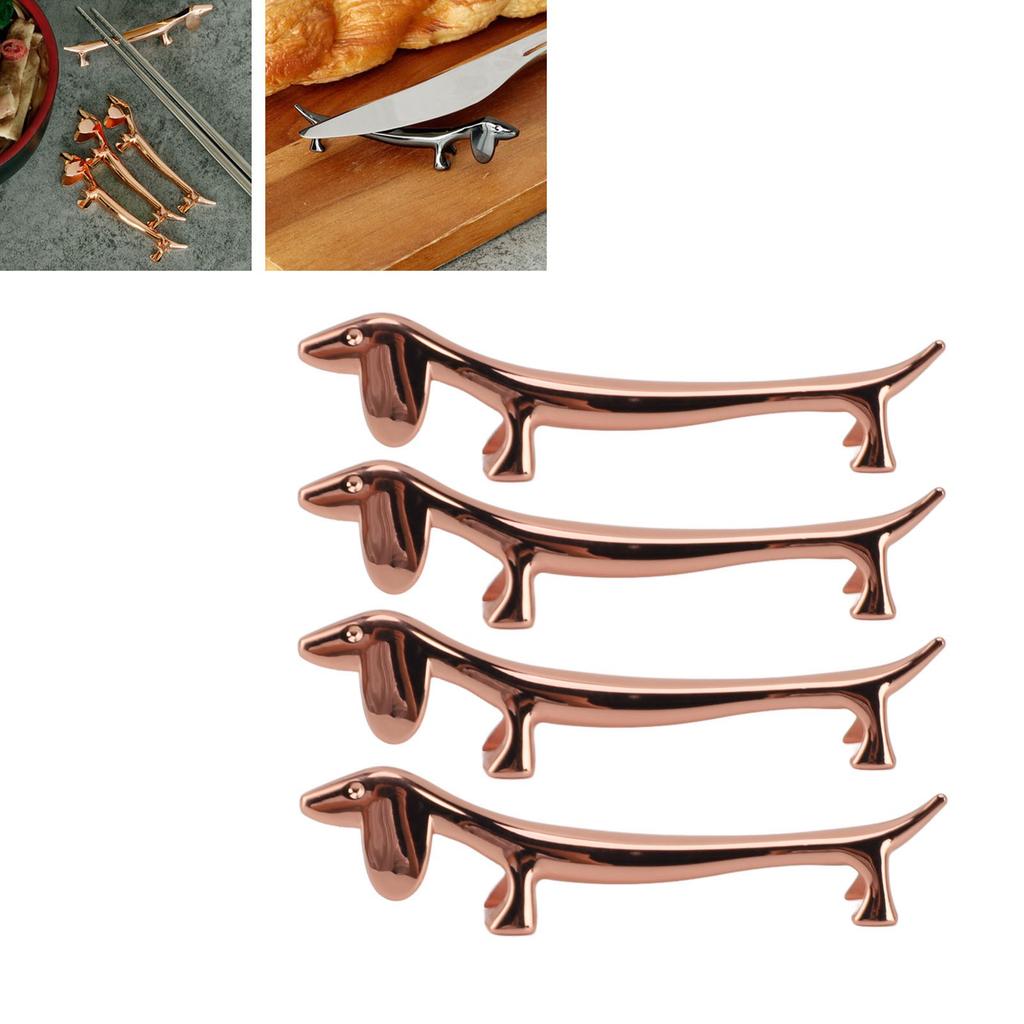4 PCS Chopstick Rest Zinc Alloy Plating Reusable Dinner Spoon Stand for Holding Spoon Fork