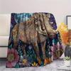 Retro Purple Flower Animal Print Flannel Blanket,High Quality Comfortable for All Seasons,Home Decor,Warmth and Comfort,Perfect for Christmas Gifts
