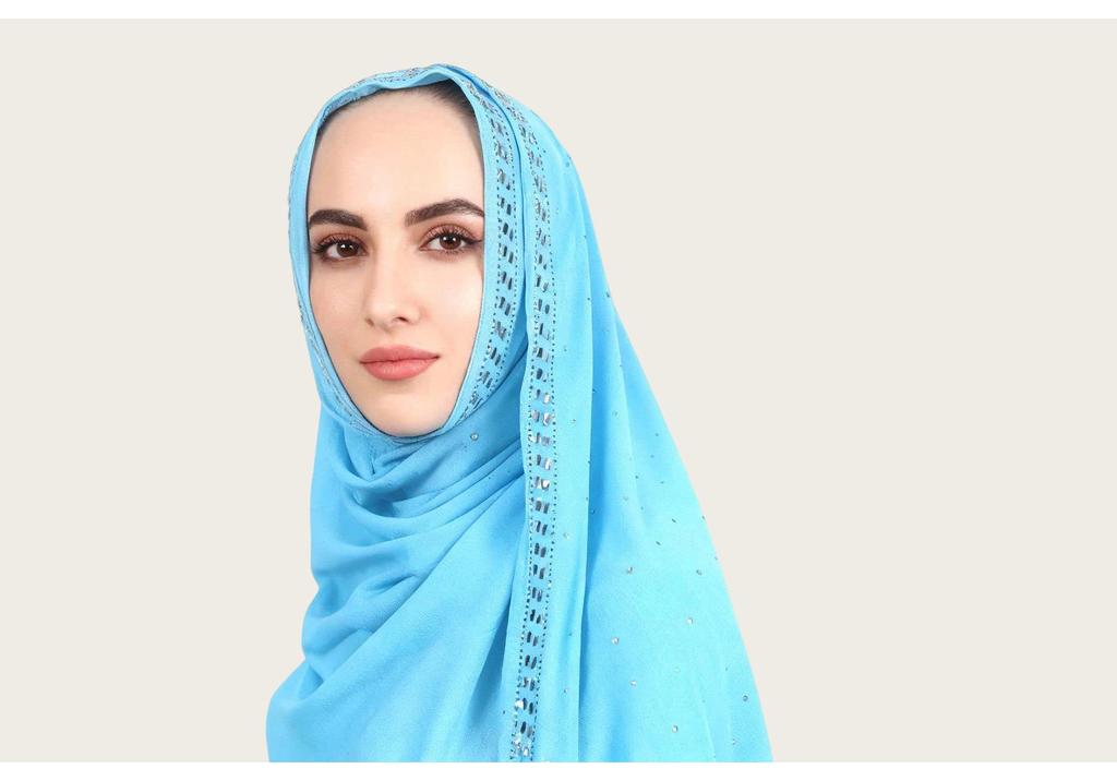 Pearl Chiffon Rhinestone Ethnic Scarf Shawl