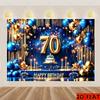 2D Flat 2D Flat - 2D Flat 2D Flat - 2D Flat Banner 1pc 70th Birthday Backdrop Polyester Blue Gold Balloons Stars Cake Photography Backdrop