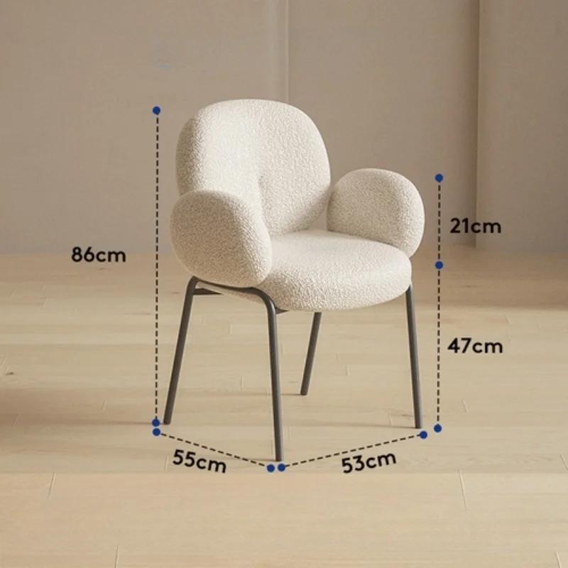 Floor Minimalist Designer Dining Chair Luxury White Lamb Simple Modern Dining Chair Room Lounge Family  Furniture