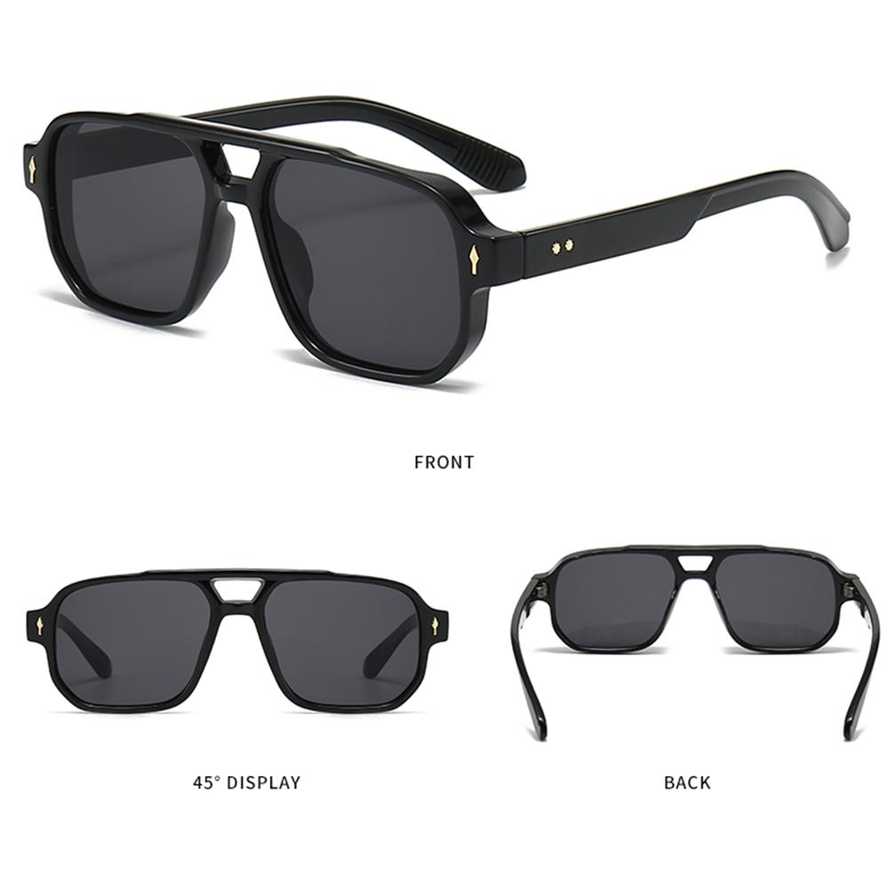 Trendy Retro Men's Sunglasses Double Bridge UV400 Protection Rivets Sun Glasses Square Designer Pilots Shades for Women Men