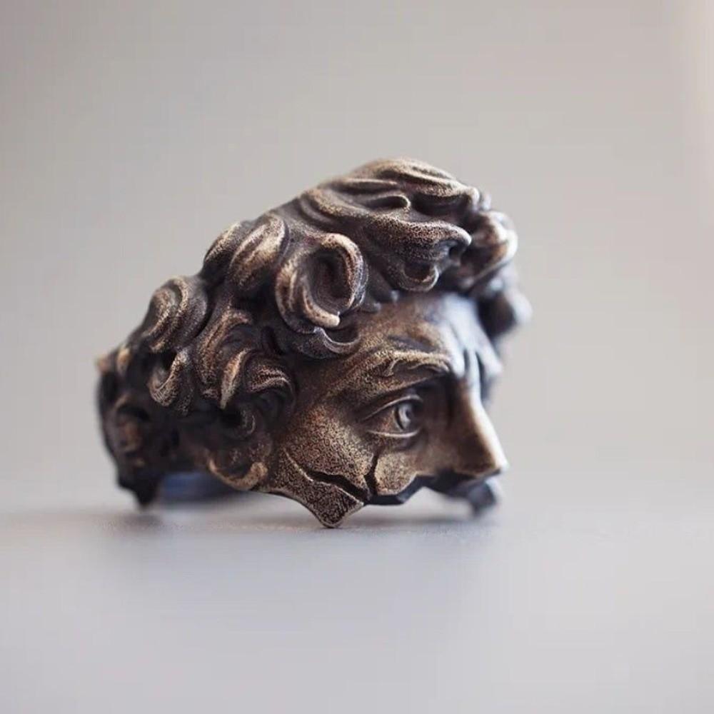 Adjustable Mystical Masked Face Ring Metal Silver Color Goth Style Ring Open Rings  Evening Dinner