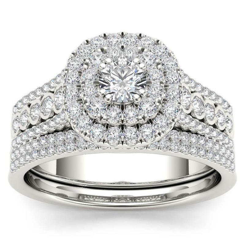 Silver Zirconia Inlaid Diamond Ring - Elegant Women's Jewelry