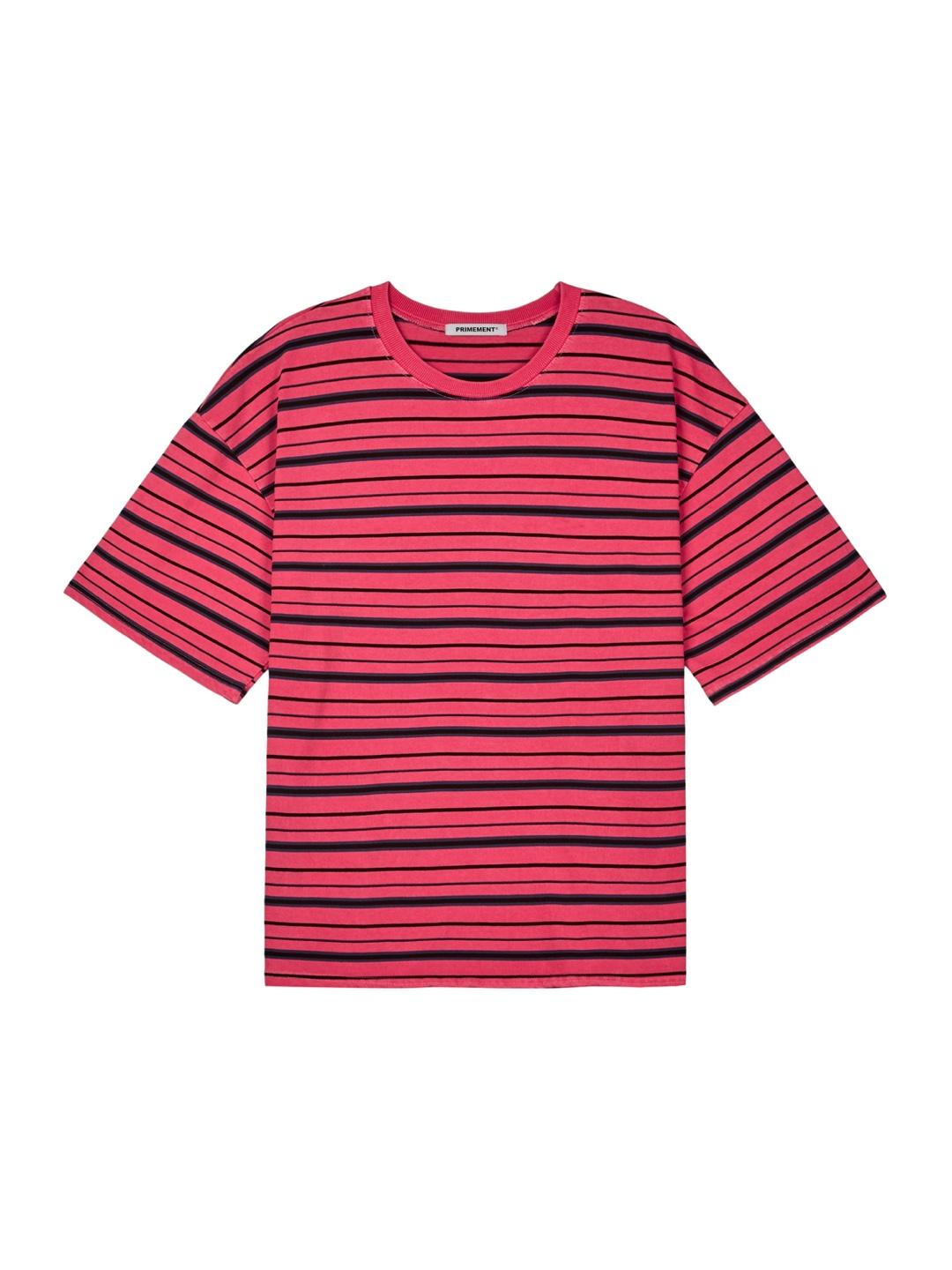Primoment Striped Dyed Short Sleeve T-Shirt Pink F