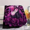 1PC Gothic Kawaii Print Flannel Blanket, High quality Comfortable for All Seasons, Home Decor, Warmth and Comfort, Perfect for Christmas Gifts
