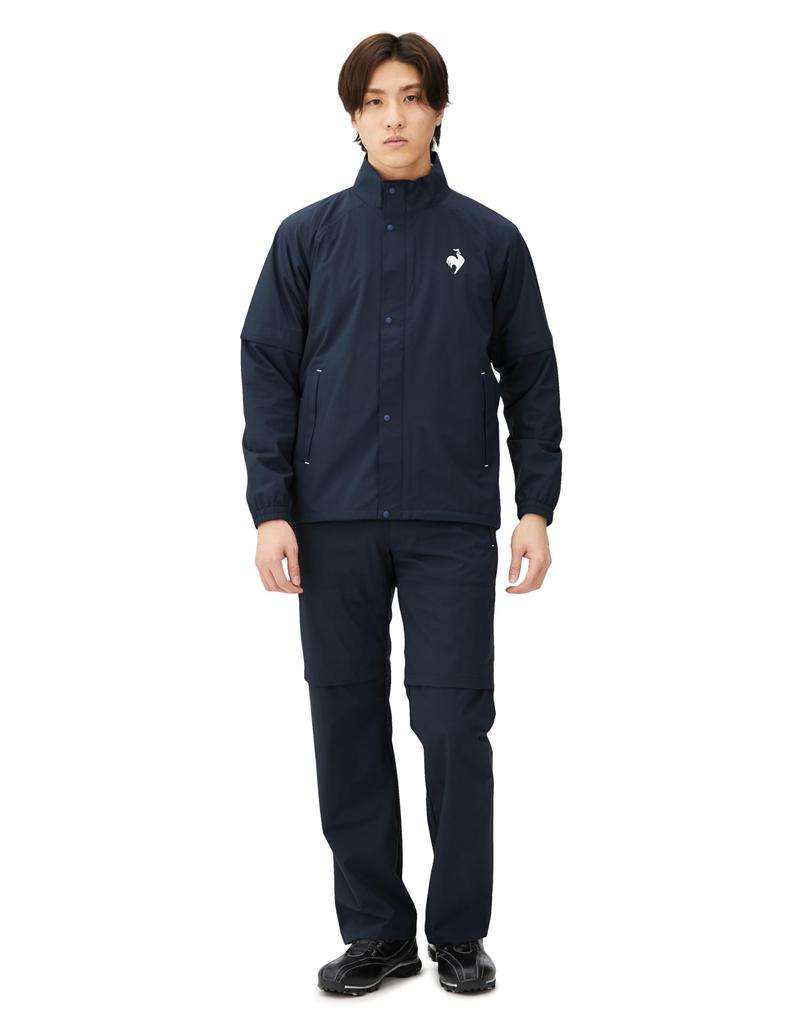 Coq Sportif Rain Wear Breathable Water Resistant Stretch Top and Bottom Set Golf Sleeves Detachable QGMXJH10W NV00 LL [Le Golf] [Limited Distribution]