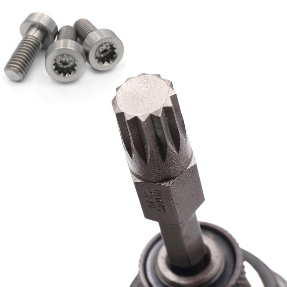 12-Winkel-Druckluftschraubendreherkopf aus gehärtetem S2-Stahl, 1/4" M-Typ, inneres Zwölf-Blumen-Design