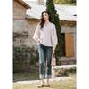 Iris Jacquard Ruffle Cotton Blouse