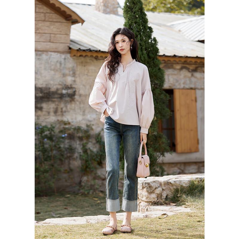 Iris Jacquard Ruffle Cotton Blouse