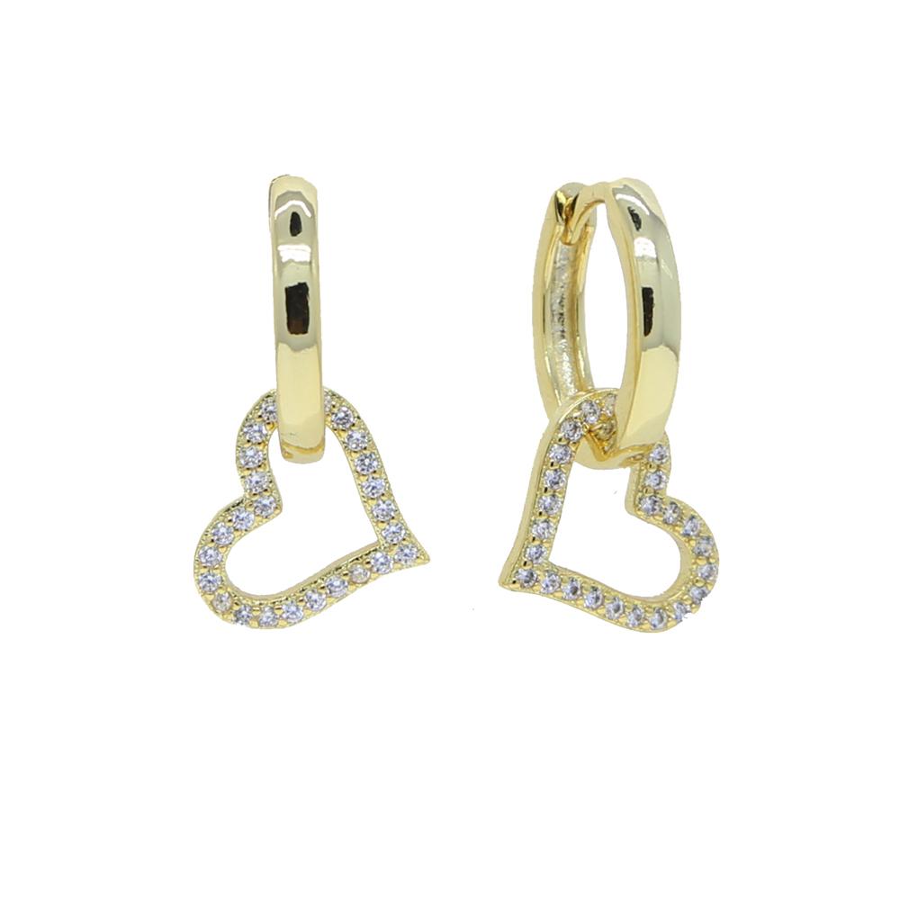 Promotion Trendy Cz Heart Star Hexagon Triangle Colorful Zircon Pendant Women Jewelry Small Hoop Earring