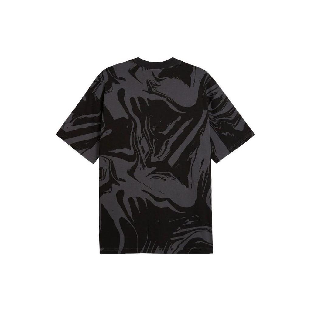 Puma X Lamelo Striped Design Printed Casual Crew Neck Short Sleeve T-Shirt Men Tops Black 622885-01