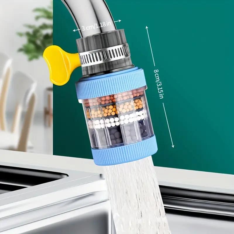 

Kitchen Faucet Water Filter Splash-proof Plastic Removes Chlorofluoride Heavy Metals Containing Activated Carbon Universal синий