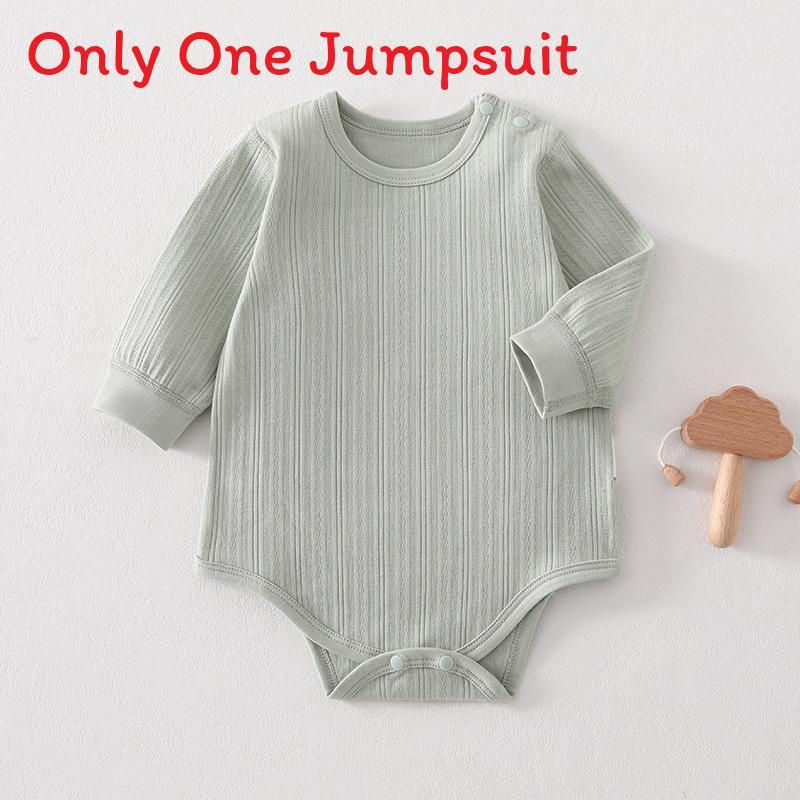 Baby Cotton Long Sleeve Footed Romper With Bone Free Jacquard Design For Newborns And Infants