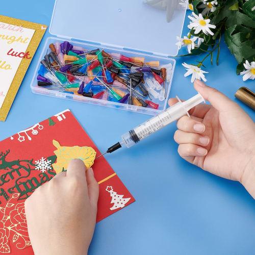 BENECREAT 100-Piece 10-Size Adhesive Needles, Plastic and 201 Stainless Steel, Mixed Colors and Sizes, Replacement Needles, Dispenser Needles, Syringe