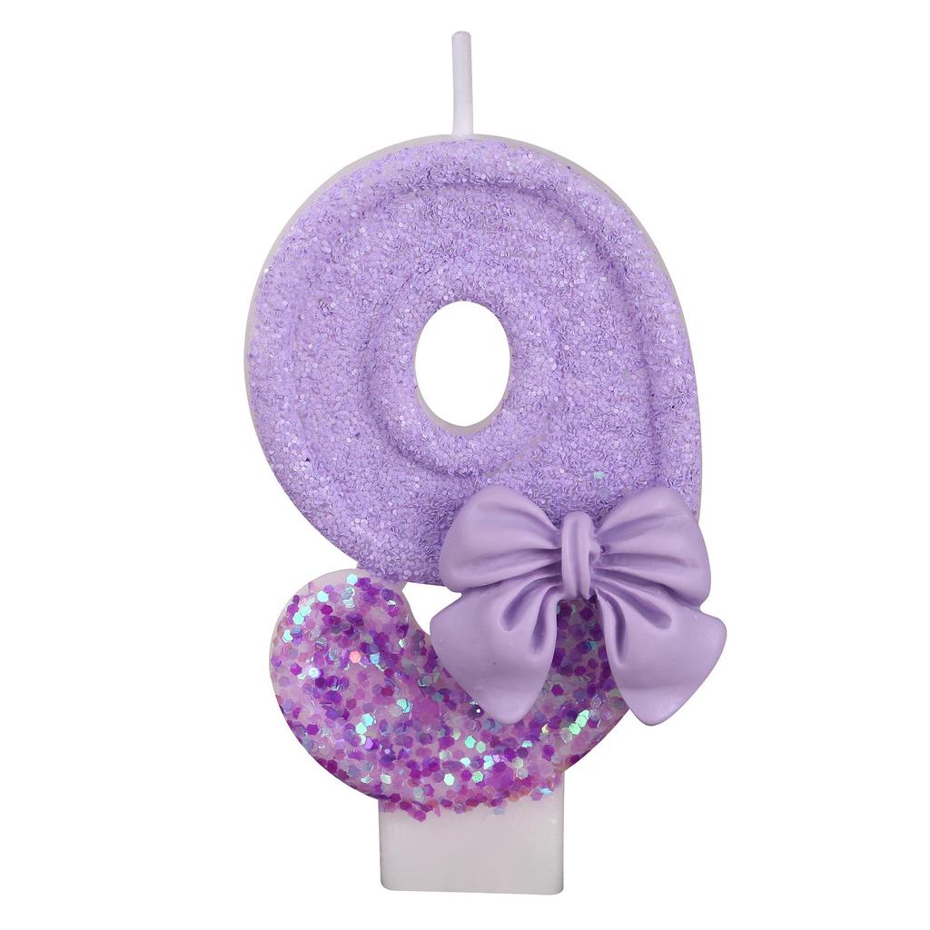 Purple Bow Digital Birthday Cake Candle