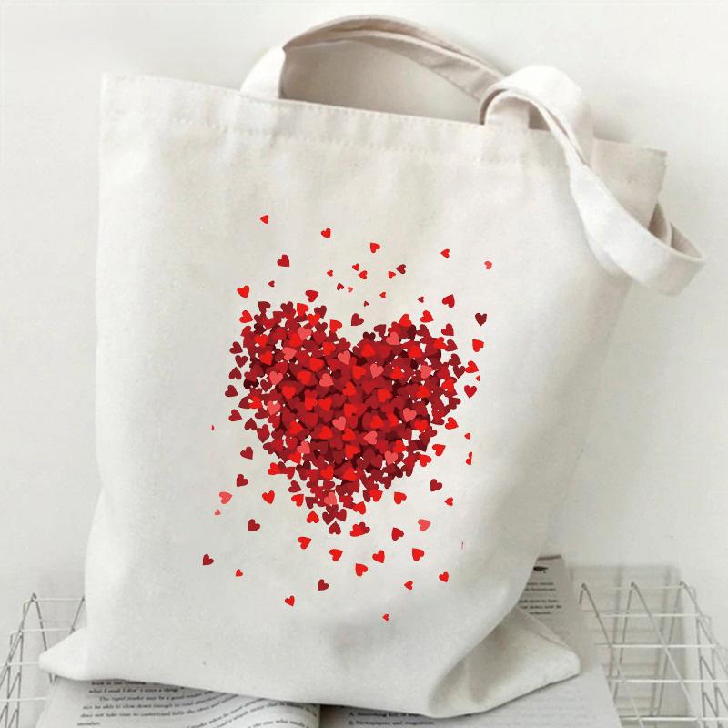 Customizable Canvas Bags spots Love Women Shopper Shoulder Bag Large Handbag Canvas Tote Bags Casual Lady reusable Shopping Bags