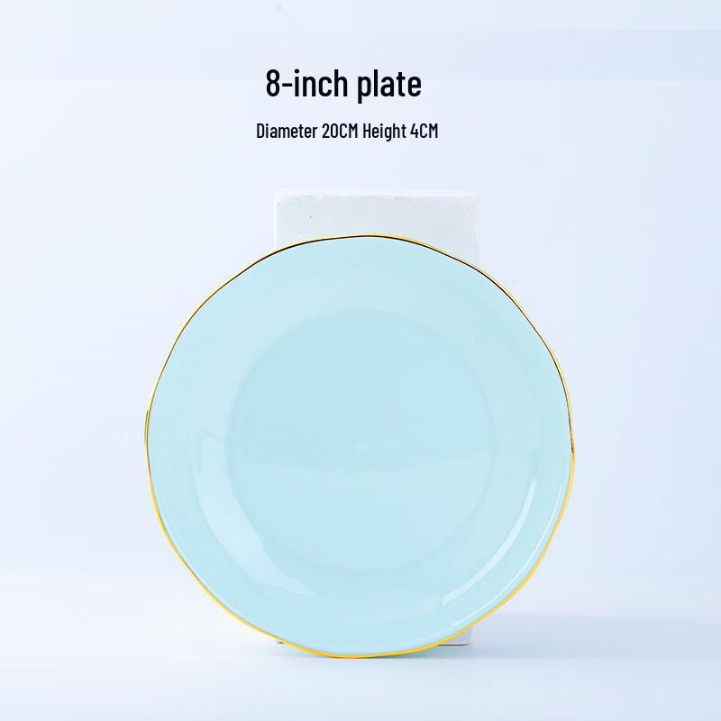 Pumpkin Green Ceramic Dinner Plates, 8-inch, Set of 5