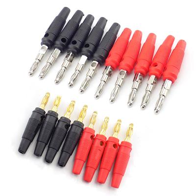 10 szt. 4 mm wtyk bananowy audio głośnik śruba złoto srebrna płytka wtyczki złącze bez lutowania 5 szt. czerwony 5 szt. czarny