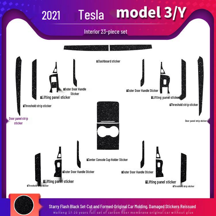 Carbon Fiber Anti-Kick Film for Tesla Model 3/Y (2021) Center Console Interior