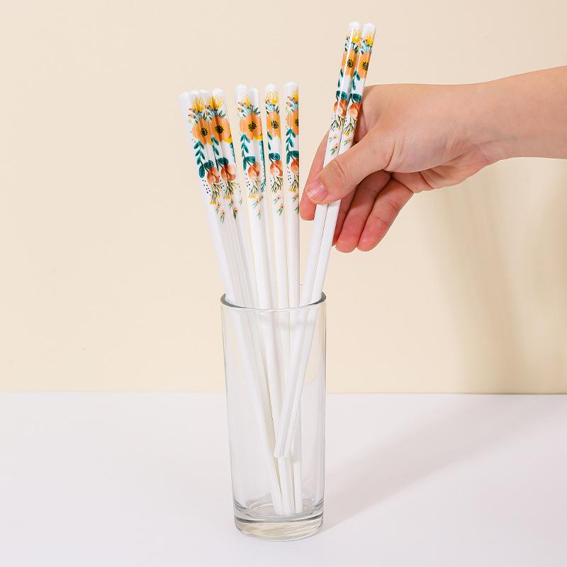 5Pairs Ceramic Chopsticks Cute Creative Reusable Chinese Style Non-Slip Chopsticks Household Tableware Kitchen Tools 2025 New