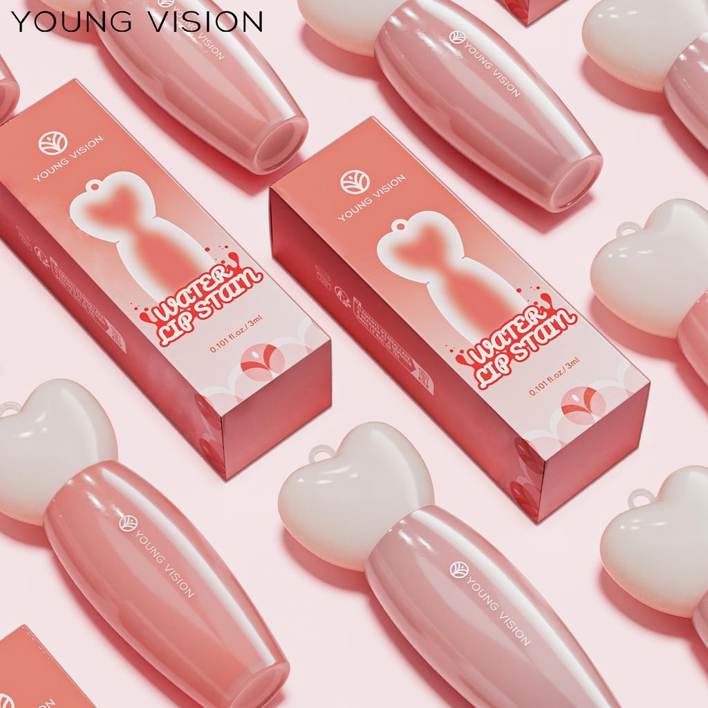 YOUNG VISION Water Lip Stain for Women Girls, LongLasting Lip Gloss Multi-Use Liquid Blush/Eyeshadow, Transfer-Proof Shine-to-Matte Finish In 3 Min