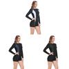 Euro Style Womens Long Sleeve Swimsuit With Zipper For Swim And Fitness Activities