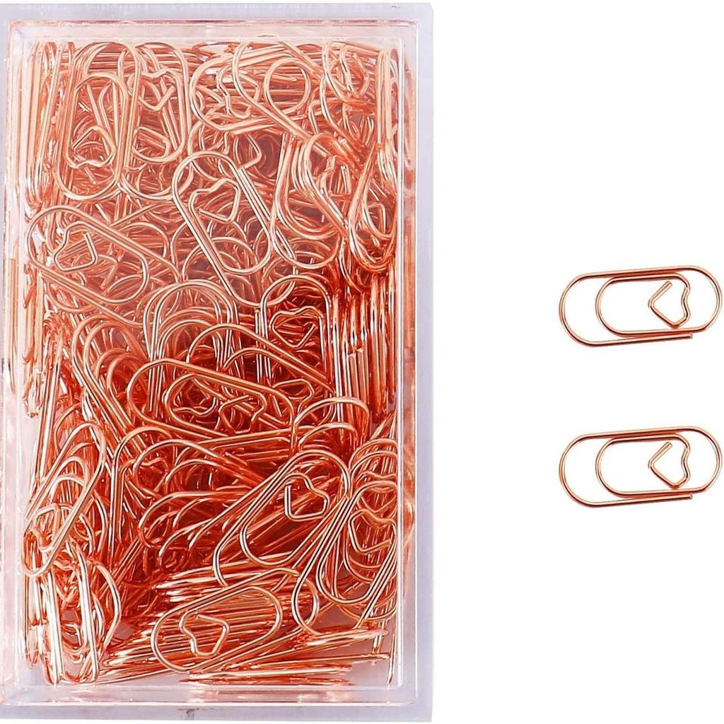 Mini Gold Heart Paperclip Set - Cute Shaped Binder Clips for Student Planners
