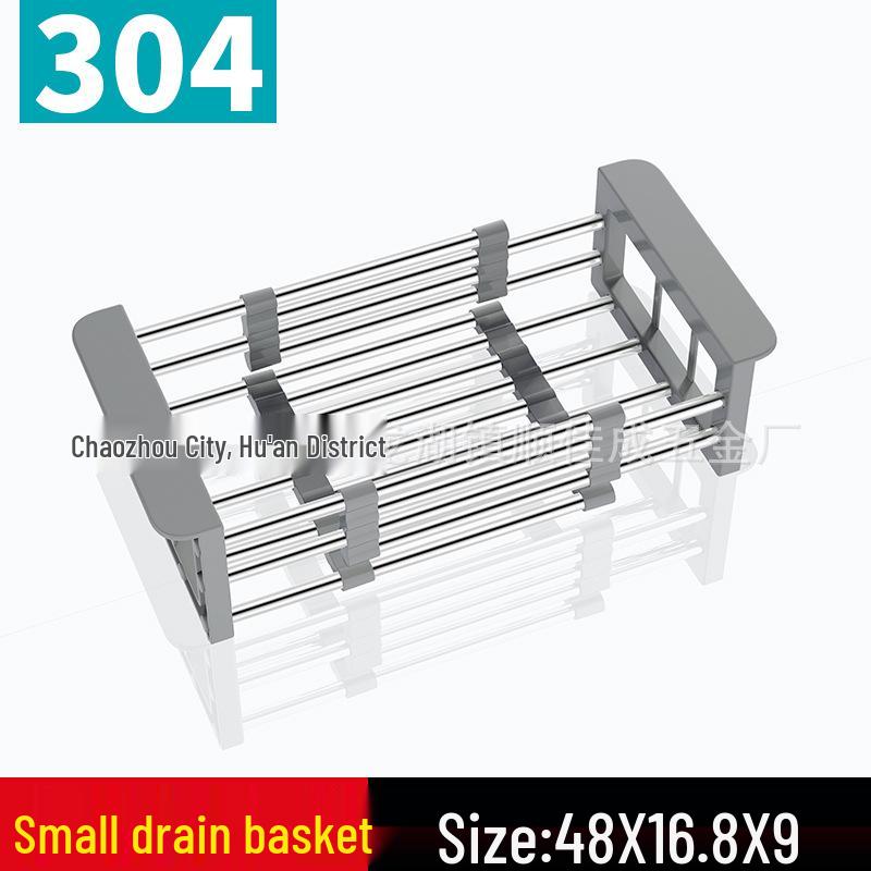 Retractable Kitchen Sink Dish Drying Rack & Storage Basket