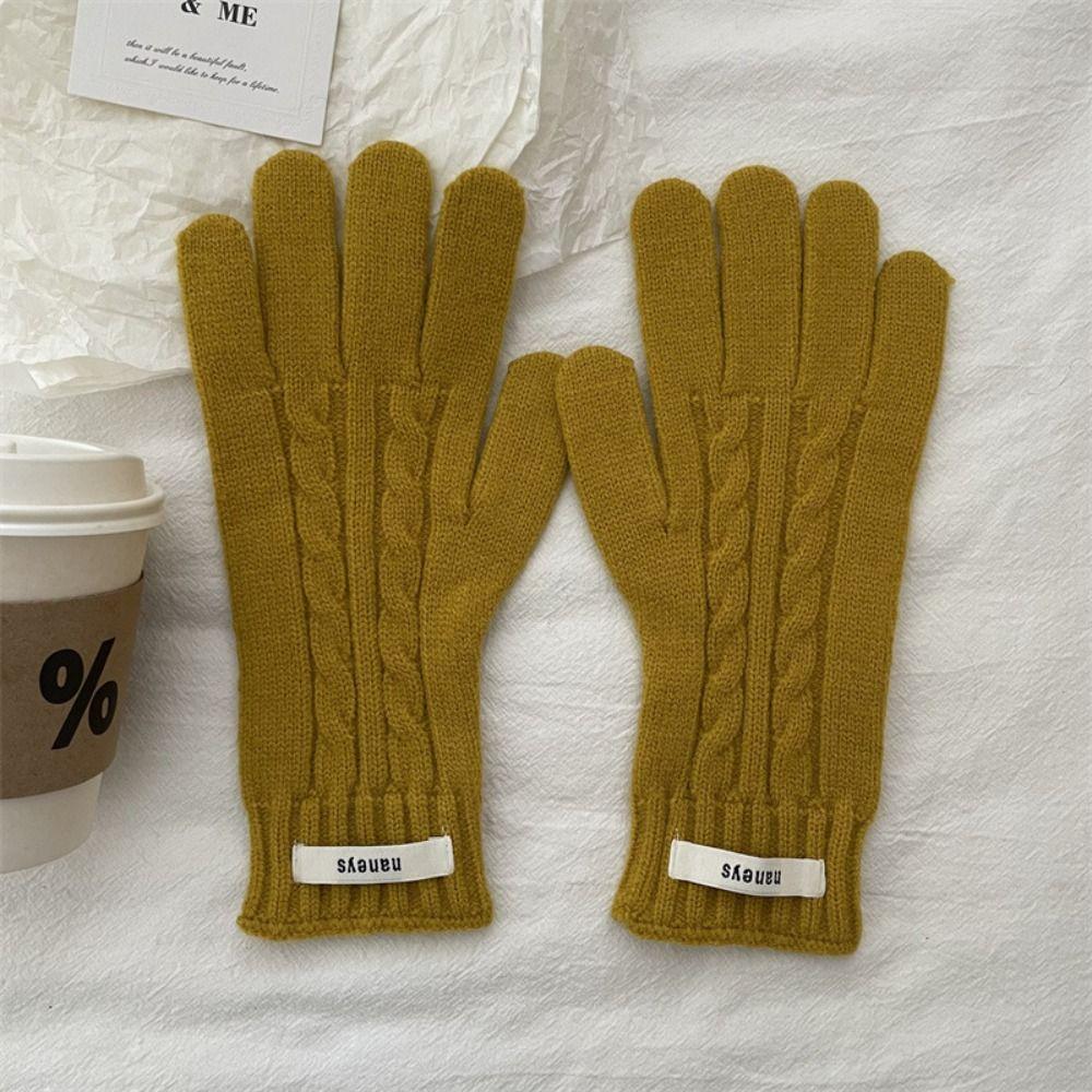 Y2k Lady Finger Gloves Windproof Solid Color Gloves Kawaii Korean Knitted Gloves  Autumn