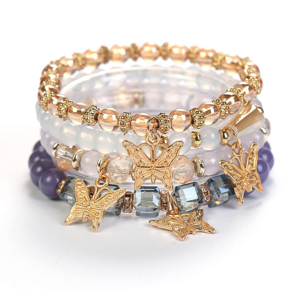Bohemian Multilayer Beaded Wings Bracelet with Niche Design