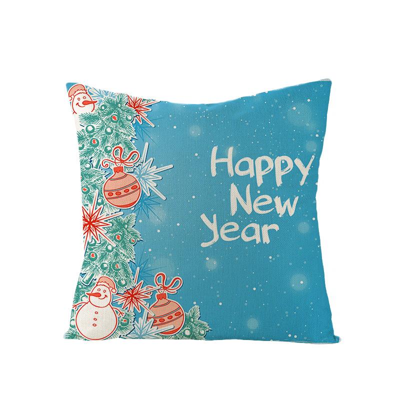 Home Polyester Pillow Cover Cartoon Digital Print Christmas Cushion Cover Living Room Sofa Cushion Cover