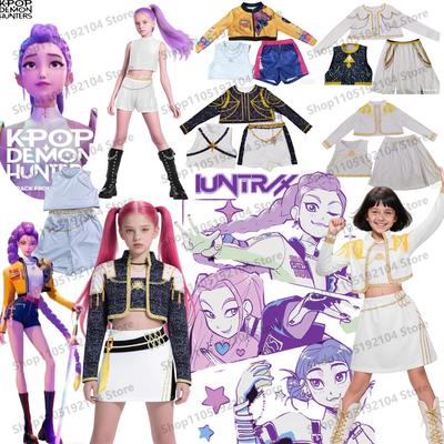COPII Anime Kpop Demon Hunter Cosplay Rumi Zoey Mira Costume Stil Costum Complet Copii Fete Haine Performanță Scenă Petrecere Halloween