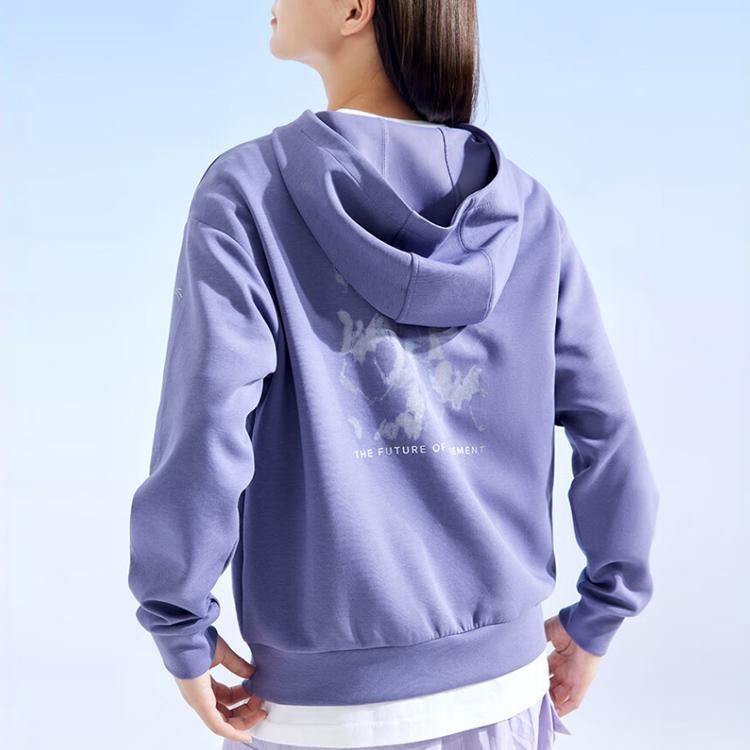 Anta Training Series Letter Print Knitted Pullover Sweatshirt Women Tops Moran-Purple 162337714-2